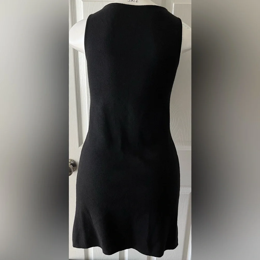 Henri Bendel 100% Extrafine Merino Wool Black Mini Dress size Small - Picture 2 of 4